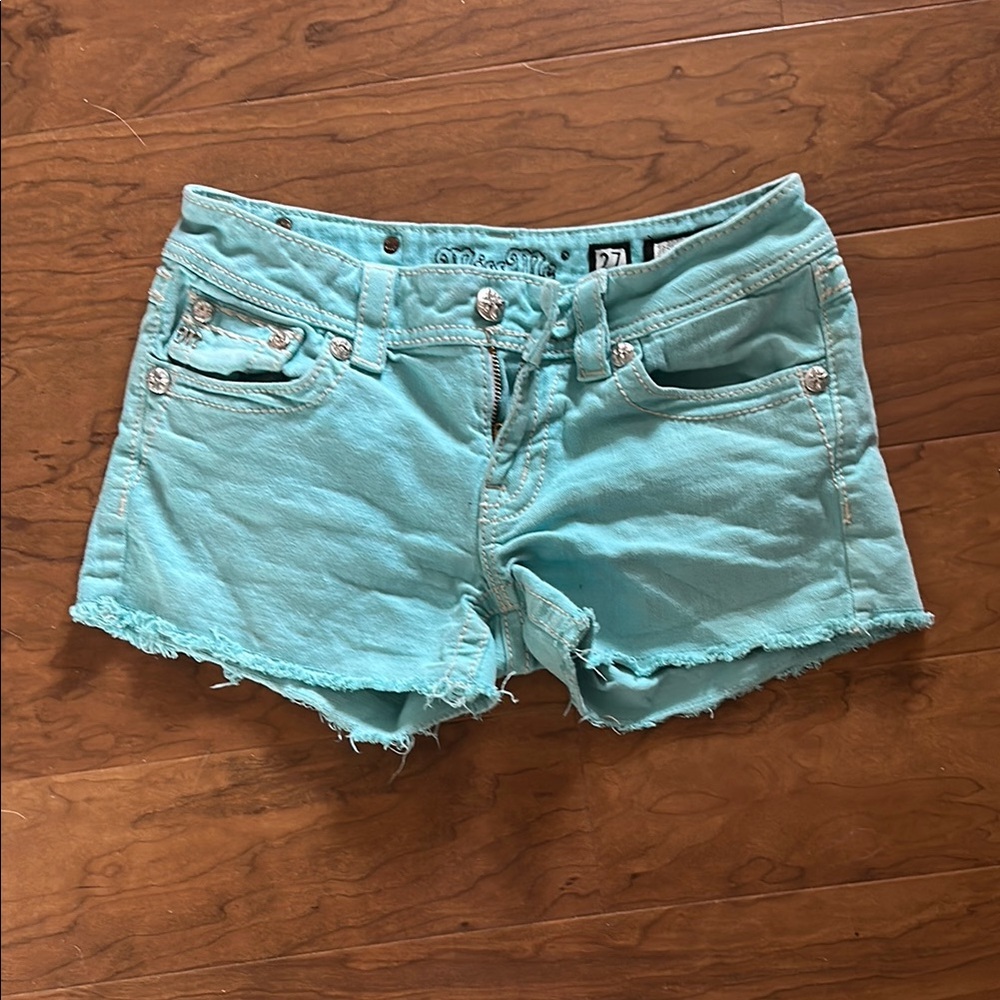 Women's Teal Denim Shorts